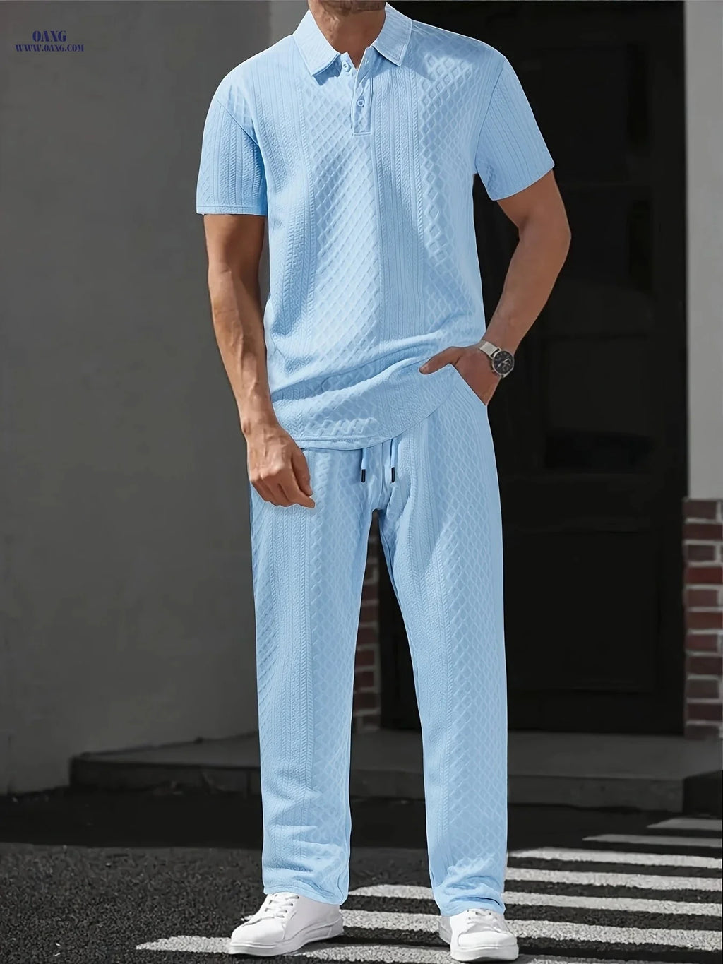 Men's 2-Piece Short Sleeve T-Shirt & Drawstring Pants Set - Casual Comfort   OAXG 