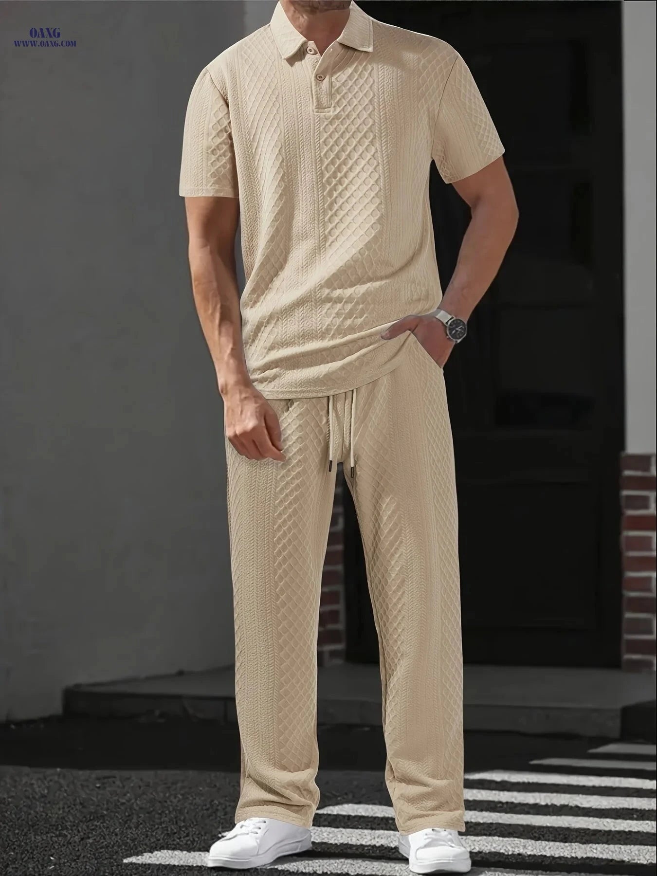 Men's 2-Piece Short Sleeve T-Shirt & Drawstring Pants Set - Casual Comfort   OAXG 