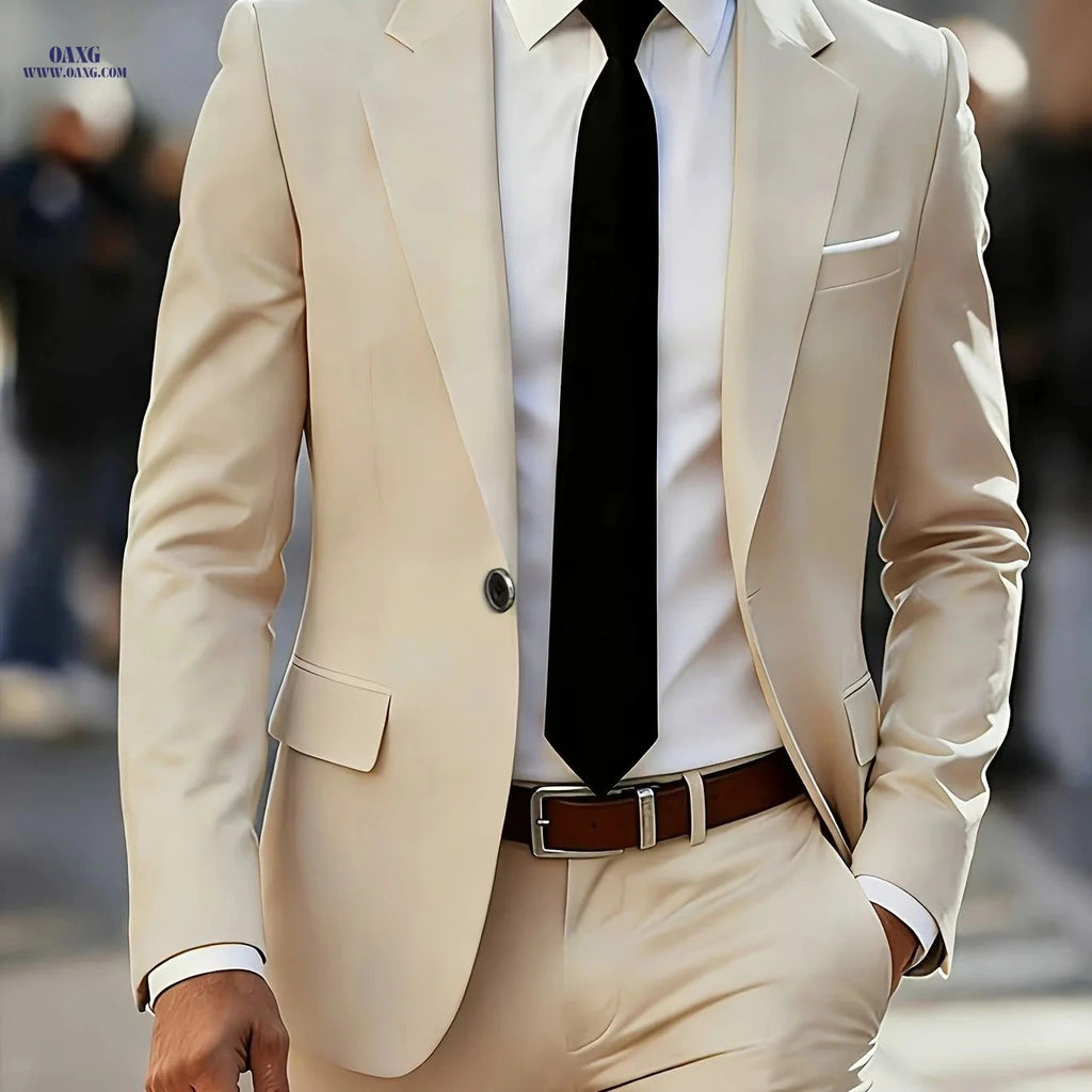 Men's 2-Piece Suit Set - High-End Business Formal Wear for All Occasions   OAXG 