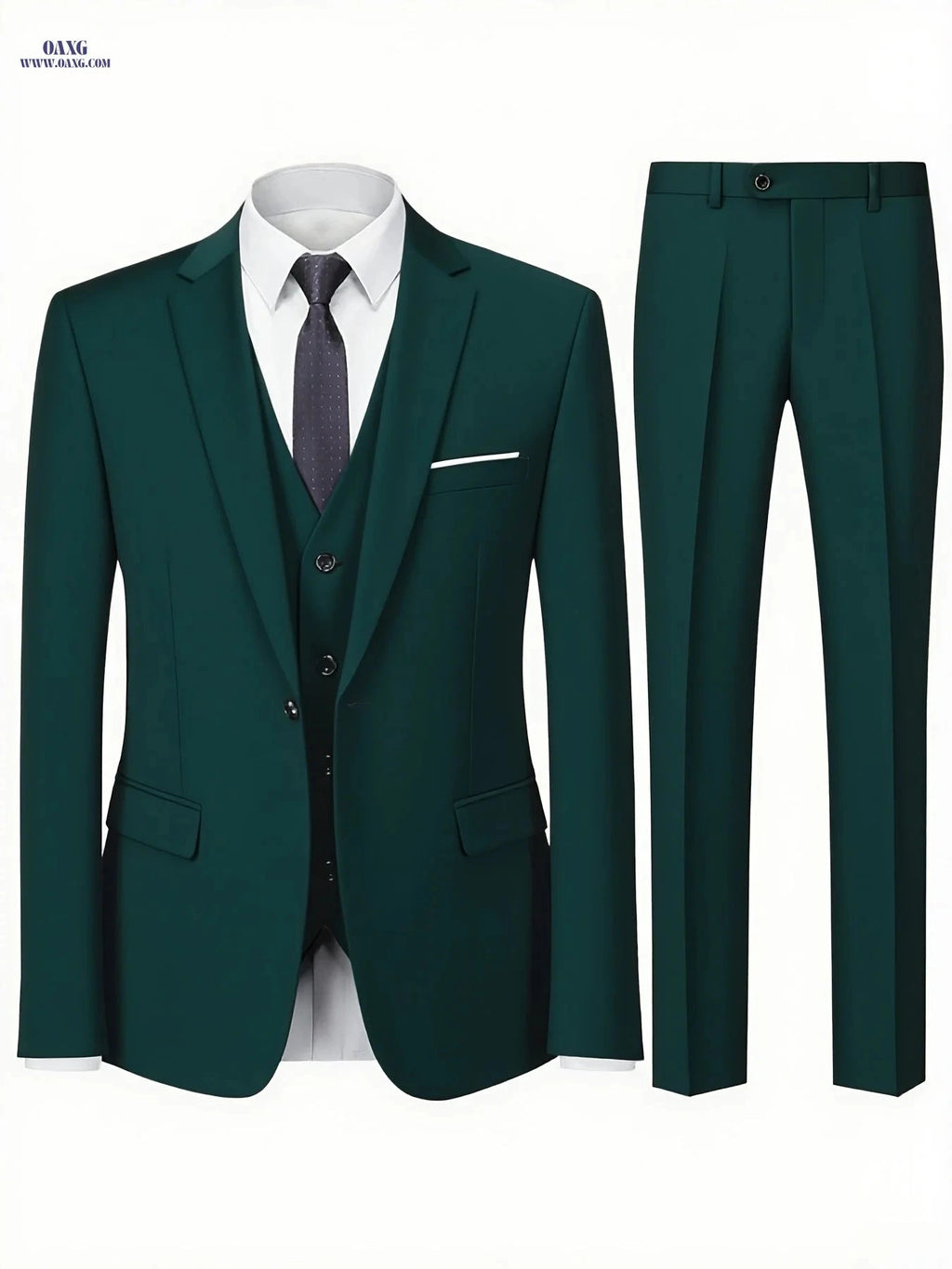 Men's 2-Piece Suit Set - Non-Stretch Jacket & Trousers, Casual Style   OAXG 
