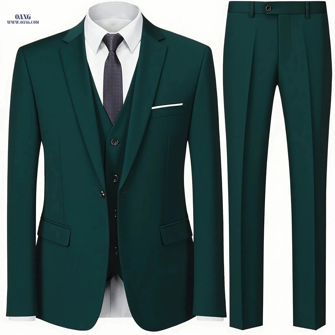 Men's 2-Piece Suit Set - Non-Stretch Jacket & Trousers, Casual Style   OAXG 