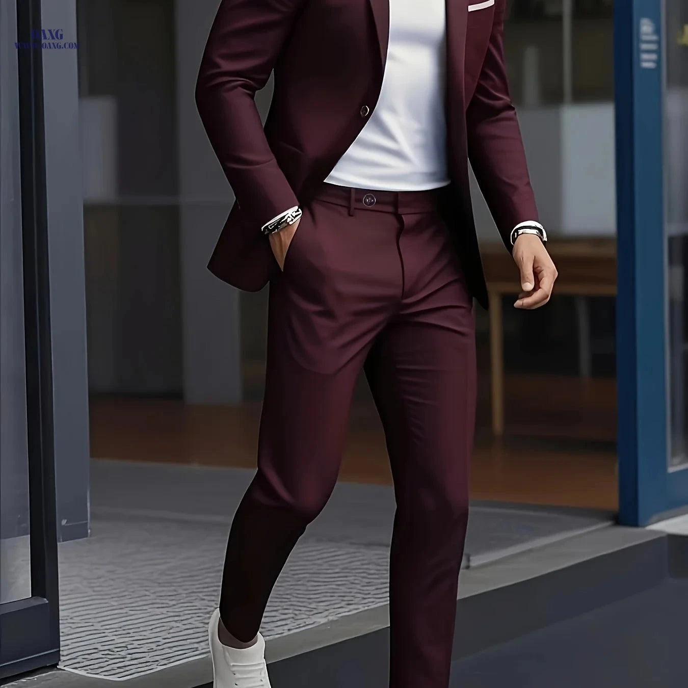 Men's 2-Piece Suit Set - Single Breasted, Business Commute Ready   OAXG Black / FR XXS