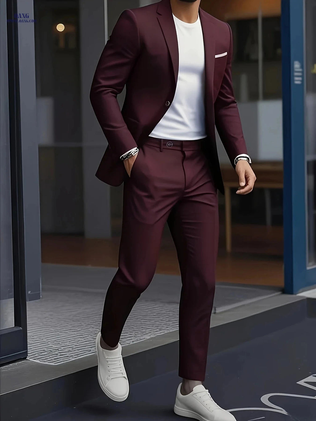 Men's 2-Piece Suit Set - Single Breasted, Business Commute Ready   OAXG Black / FR XXS