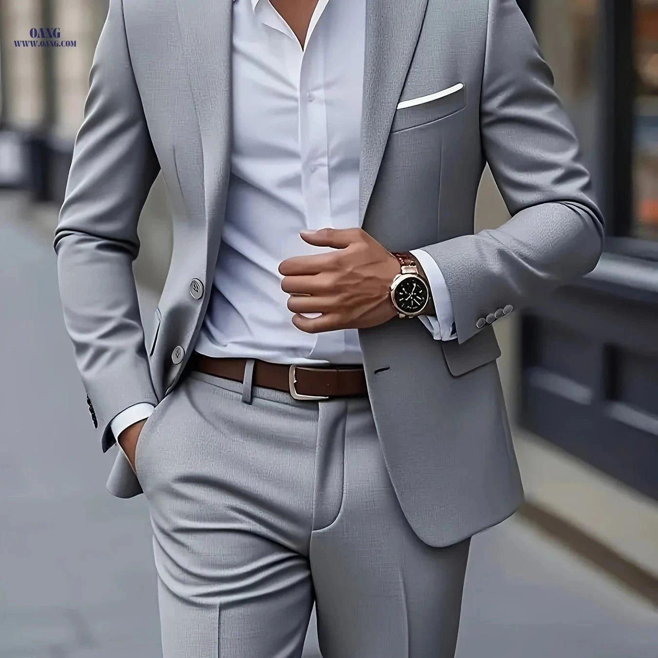 Men's 2-Piece Suit - Stylish Blazer and Trousers for Events   OAXG Beige / FR XXS