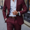 Men's 2pcs Business Suit Set - Slim-Fit Trousers for Weddings & Work   OAXG 