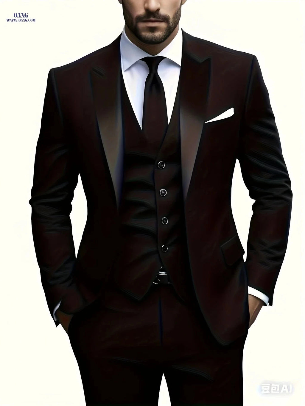 Men's 2pcs Business Suit Set - Slim-Fit Trousers for Weddings & Work   OAXG Burgundy / FR XXS