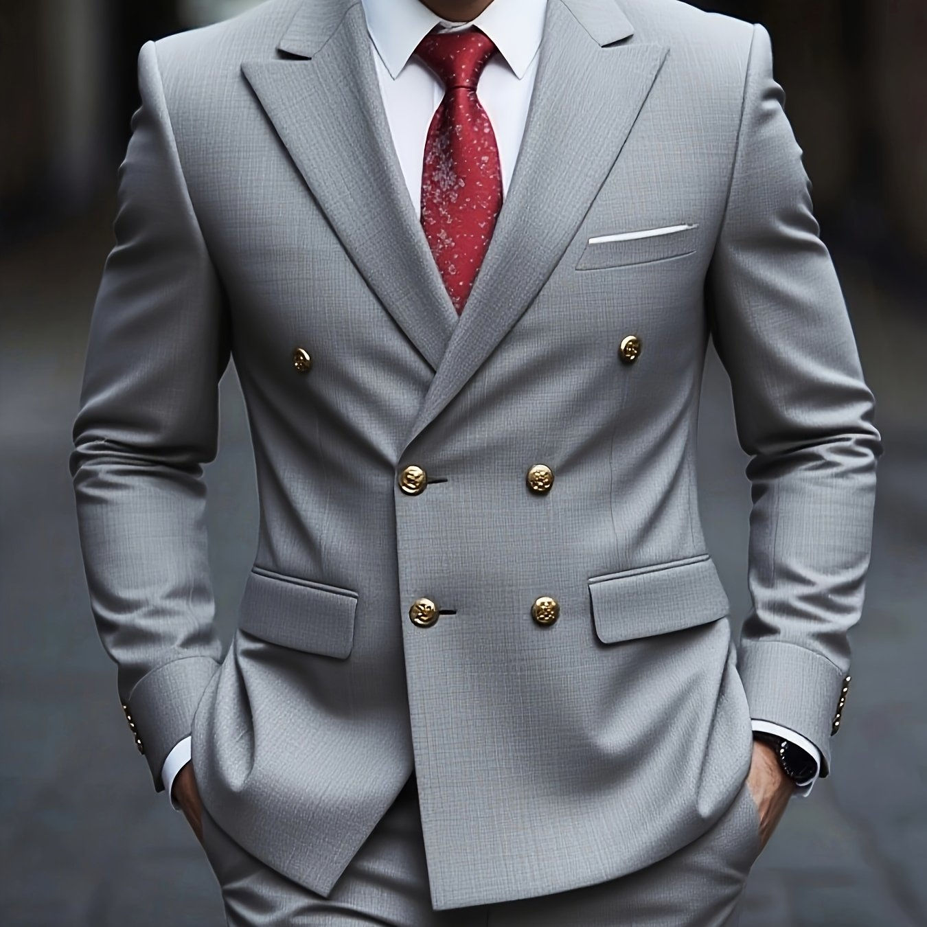 Men's 2pcs Suit Set - Blazer & Trousers for Weddings & Formal Events   OAXG GREY③ / FR XXS