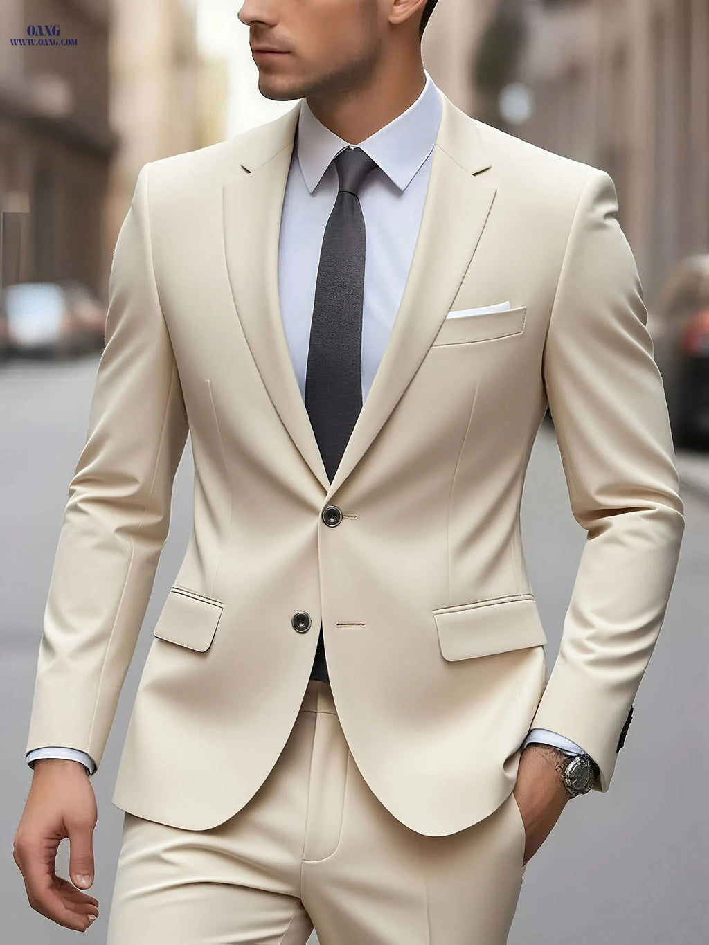 Men's 2pcs Suit Set - High-Quality Jacket and Trousers for Events   OAXG 