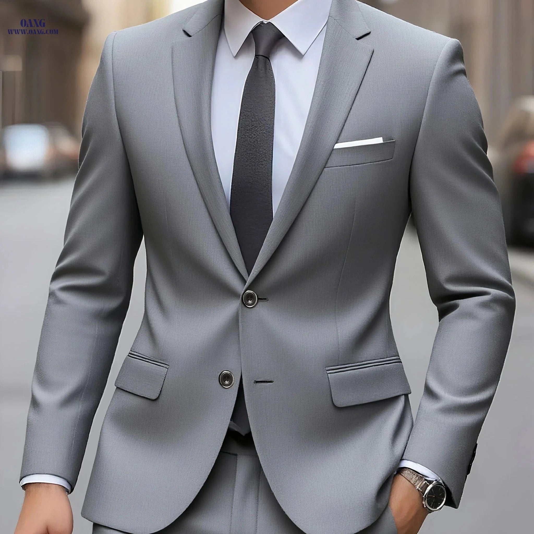 Men's 2pcs Suit Set - High-Quality Jacket and Trousers for Events   OAXG 