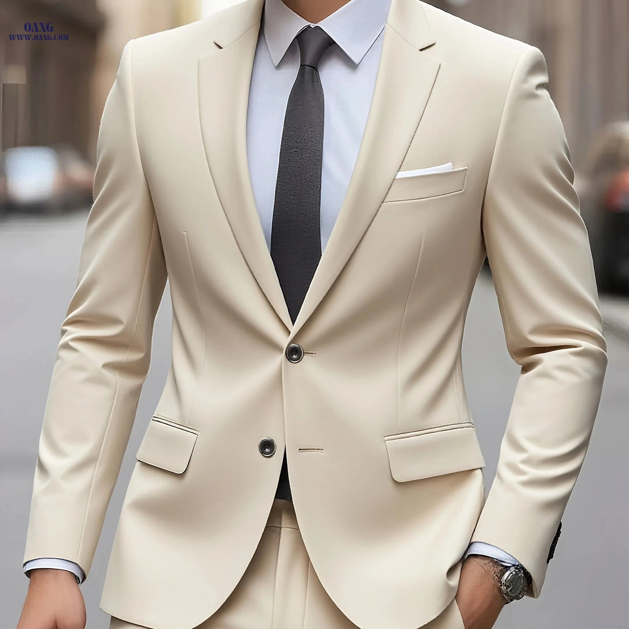 Men's 2pcs Suit Set - High-Quality Jacket and Trousers for Events   OAXG 