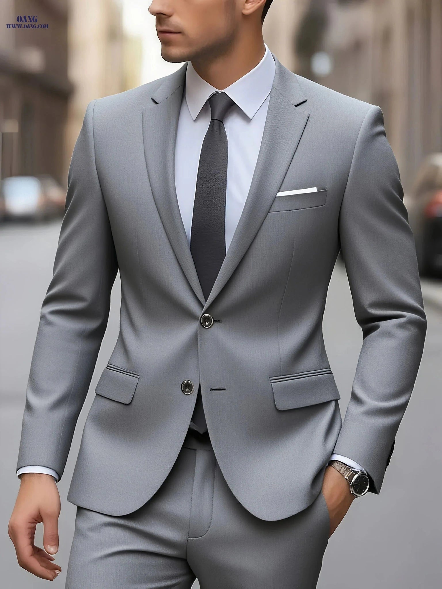 Men's 2pcs Suit Set - High-Quality Jacket and Trousers for Events   OAXG Beige / FR XXS