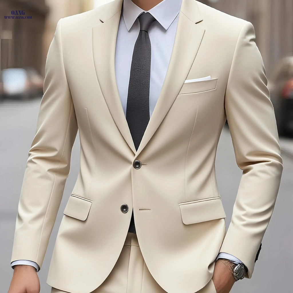 Men's 2pcs Suit Set - High-Quality Jacket and Trousers for Events   OAXG 