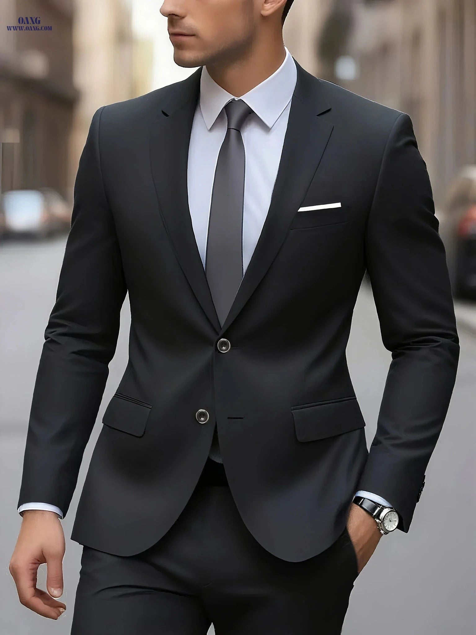 Men's 2pcs Suit Set - High-Quality Jacket and Trousers for Events   OAXG 
