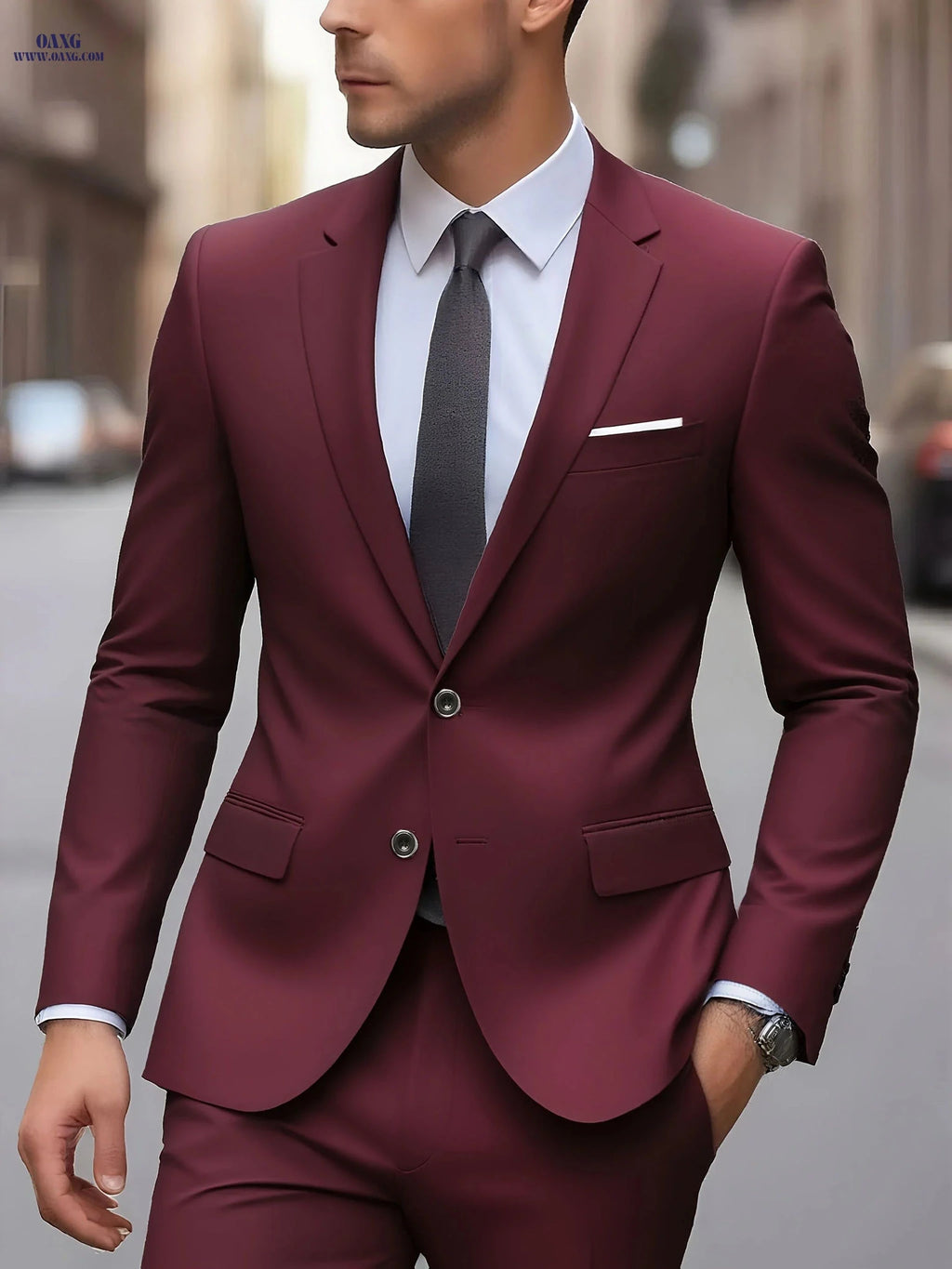 Men's 2pcs Suit Set - High-Quality Jacket and Trousers for Events   OAXG 