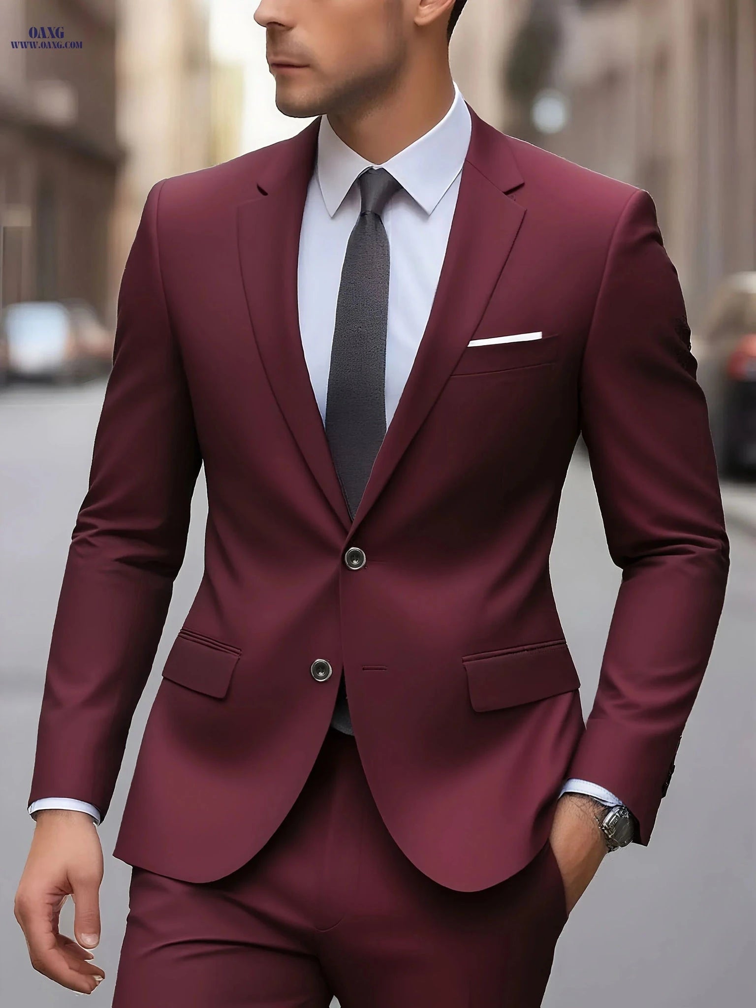 Men's 2pcs Suit Set - High-Quality Jacket and Trousers for Events   OAXG 