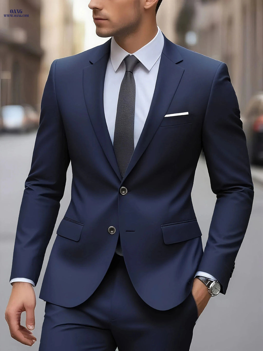 Men's 2pcs Suit Set - High-Quality Jacket and Trousers for Events   OAXG 
