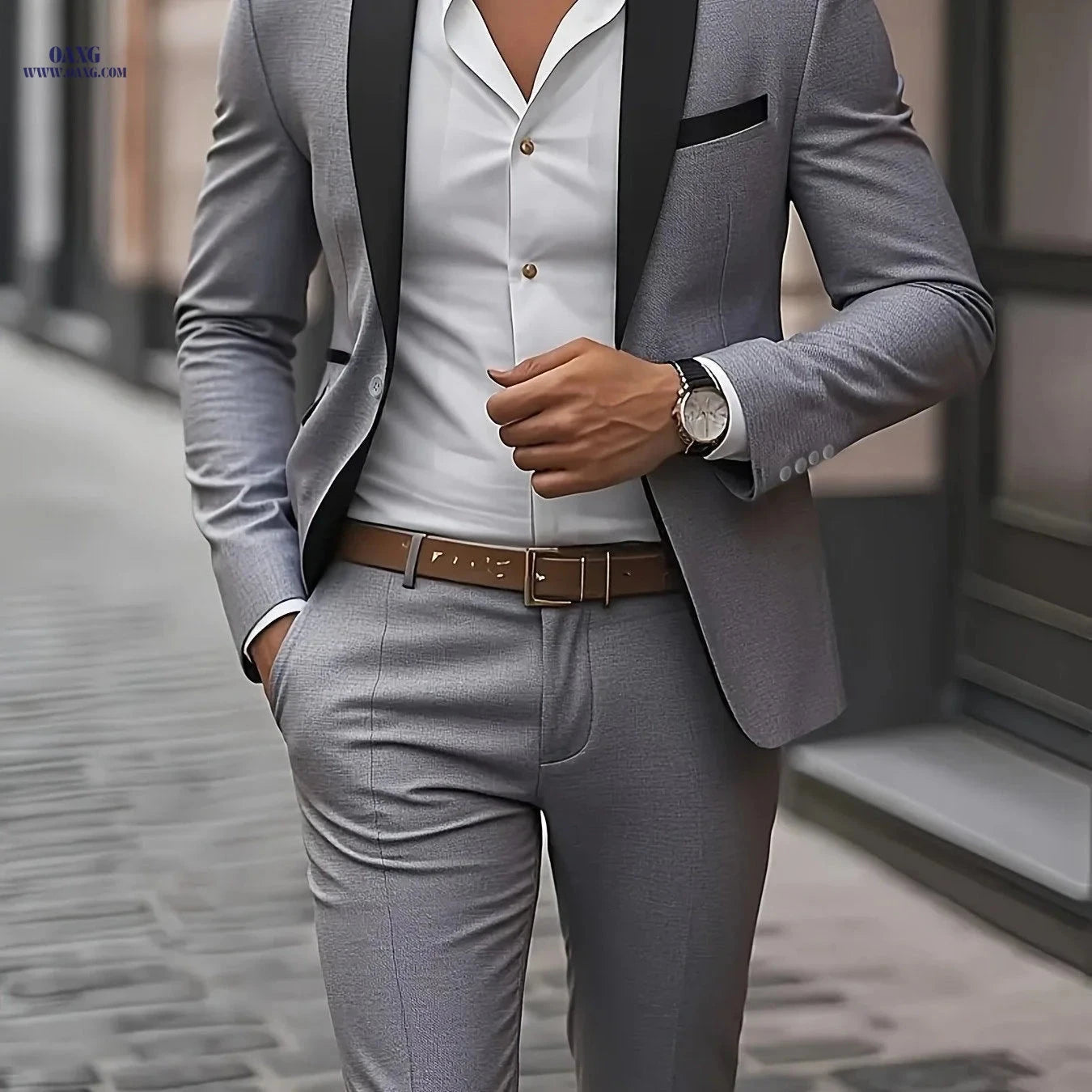 Men's 2pcs Suit Set - Jacket and Trousers for Formal Occasions   OAXG 