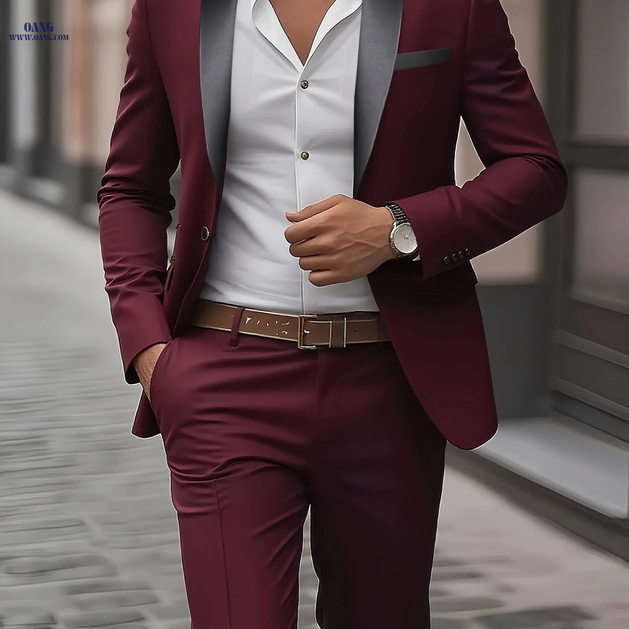 Men's 2pcs Suit Set - Jacket and Trousers for Formal Occasions   OAXG 