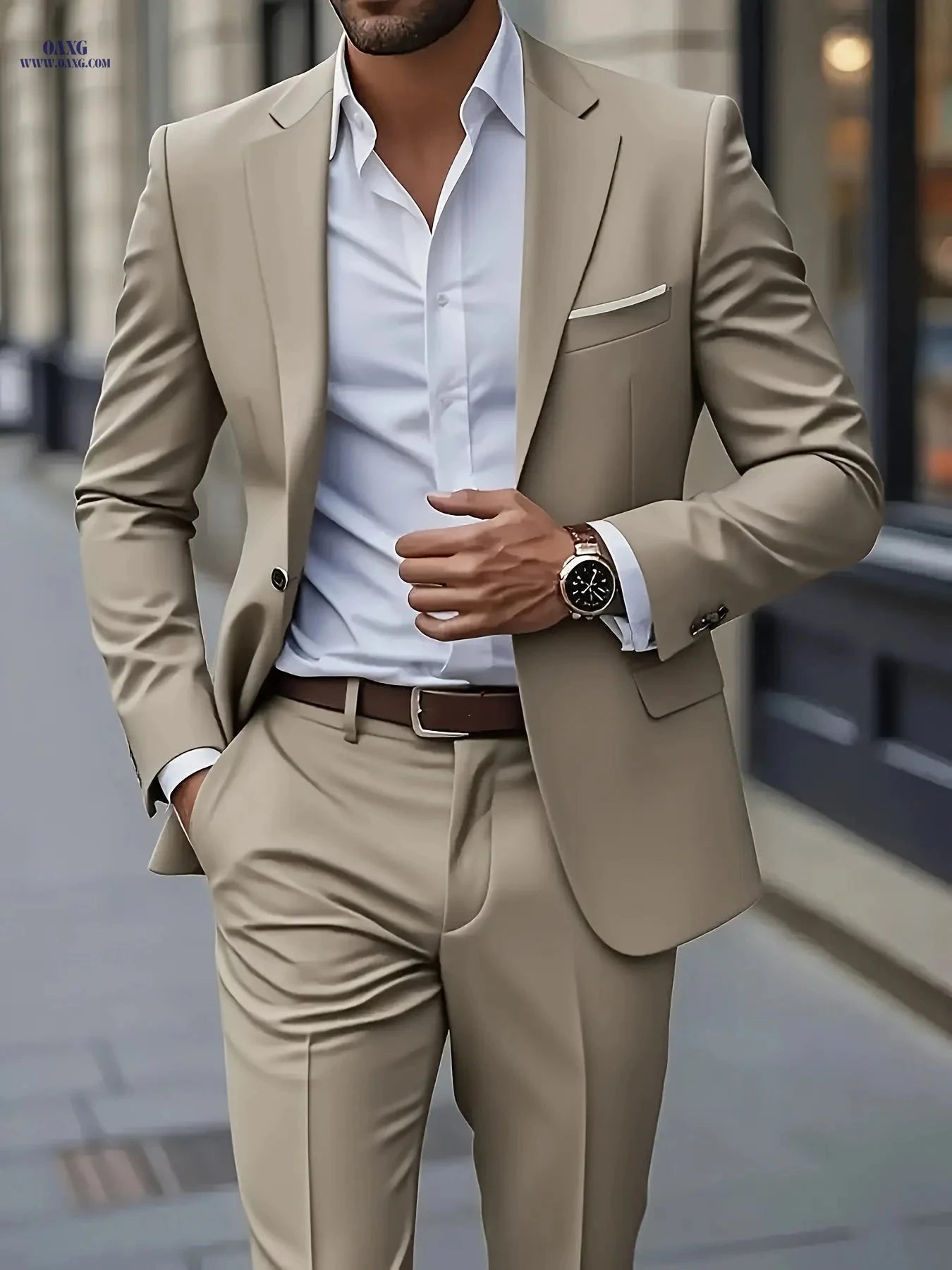 Men's 2pcs Suit Set - Jacket & Trousers for Weddings and Parties   OAXG 