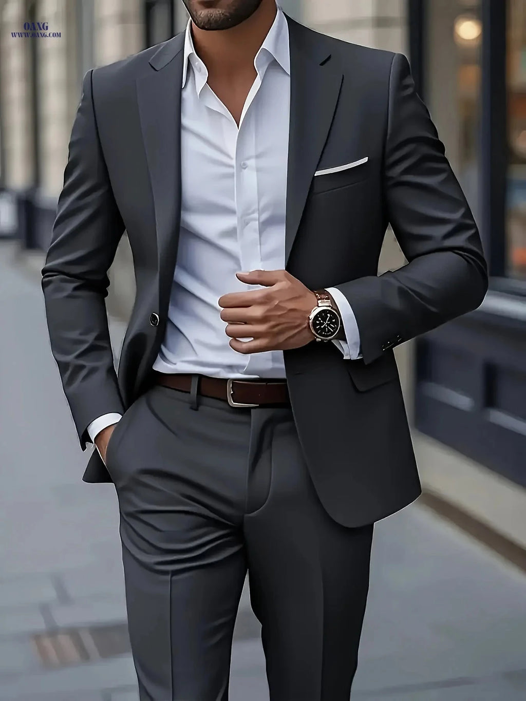 Men's 2pcs Suit Set - Jacket & Trousers for Weddings and Parties   OAXG Dark Red-A / FR XXS