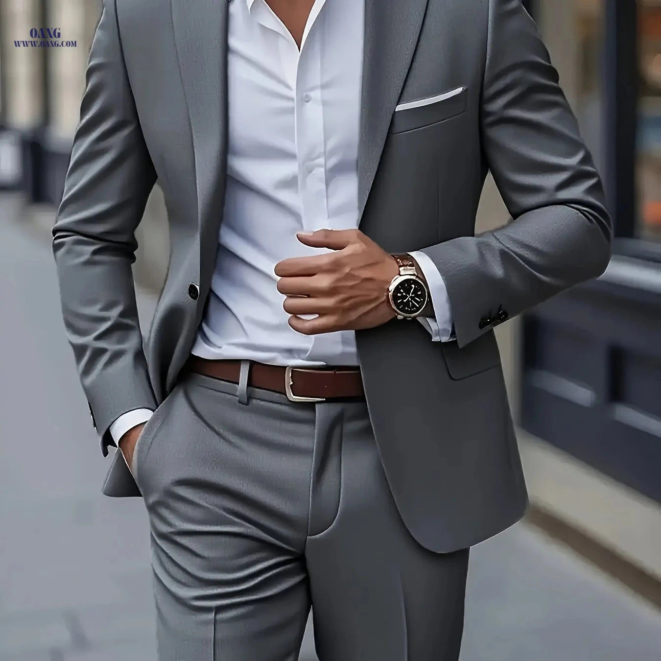 Men's 2pcs Suit Set - Jacket & Trousers for Weddings and Parties   OAXG 