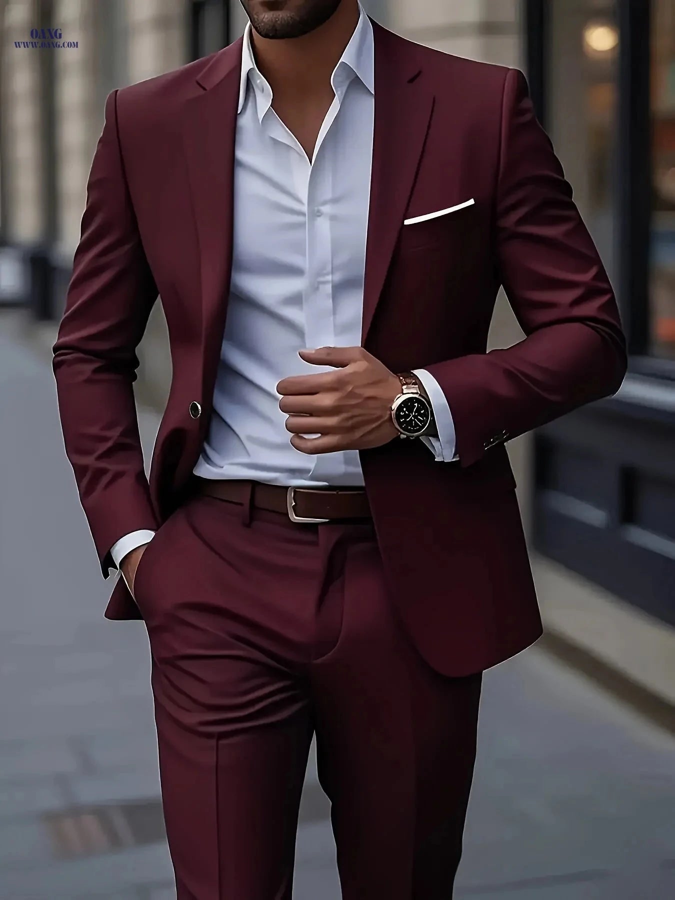 Men's 2pcs Suit Set - Jacket & Trousers for Weddings and Parties   OAXG 