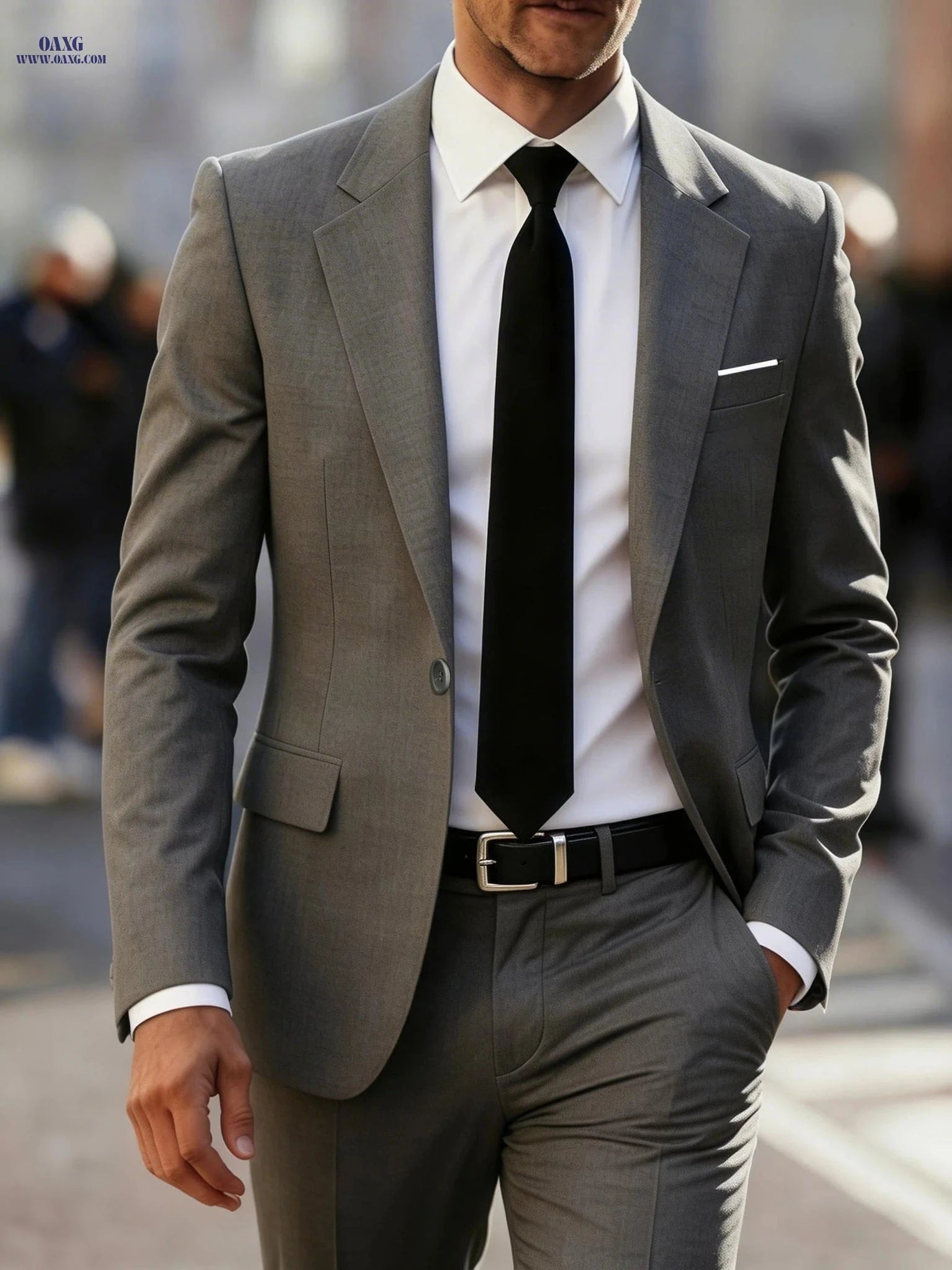 Men's 2pcs Suit Set - Slim Fit Blazer and Trousers for Business Casual   OAXG 