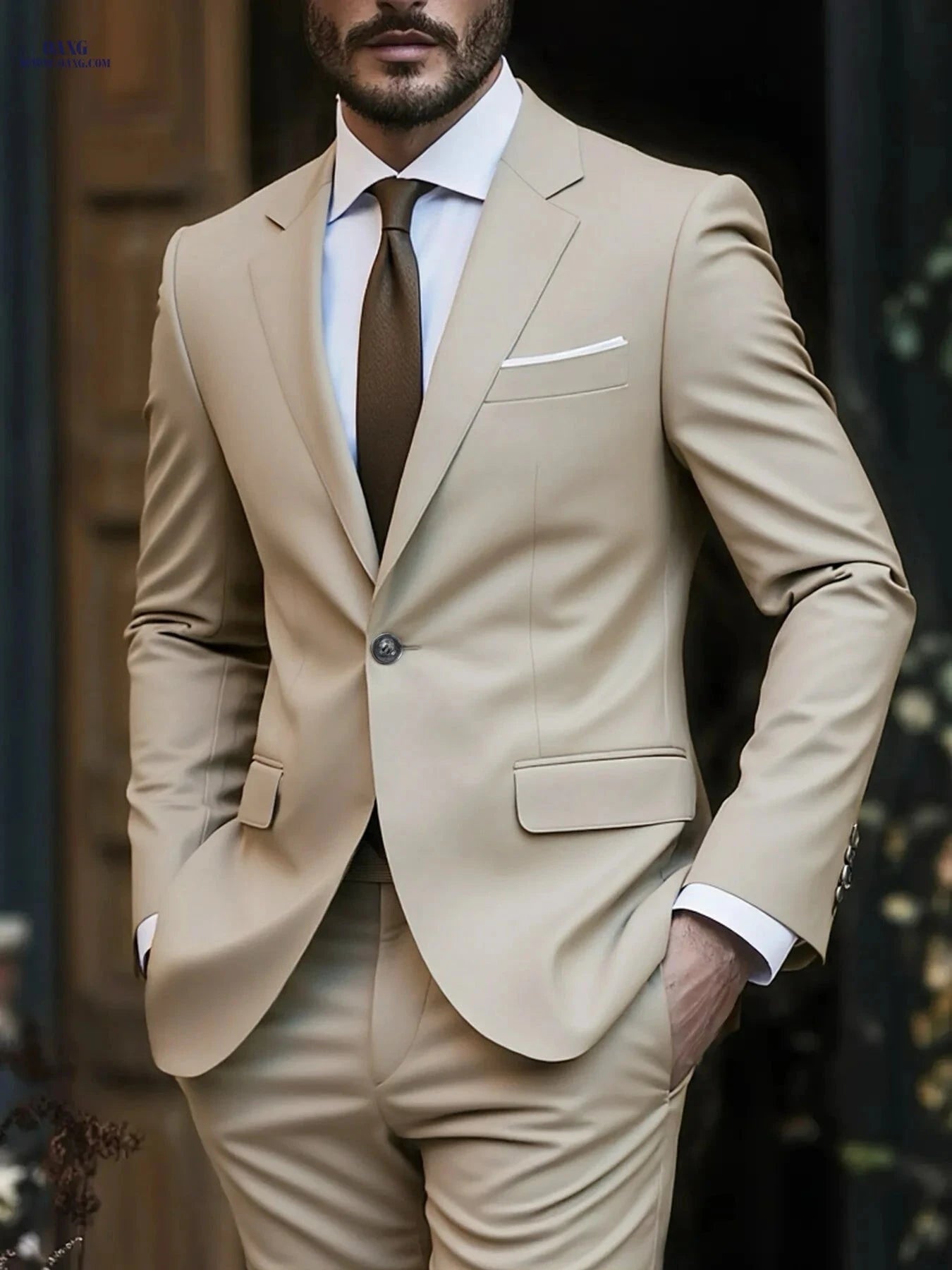 Men's 2pcs Suit Set - Stylish Jacket & Trousers for Weddings   OAXG 