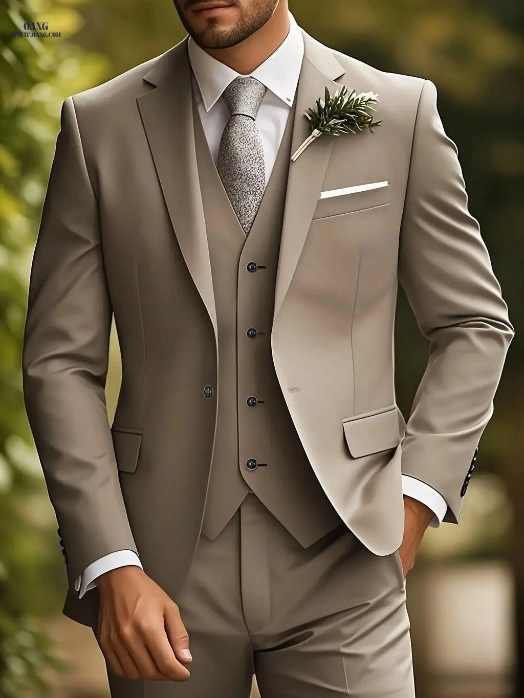Men's 3-Piece Slim Fit Tuxedo - Elegant Wedding and Formal Wear   OAXG 