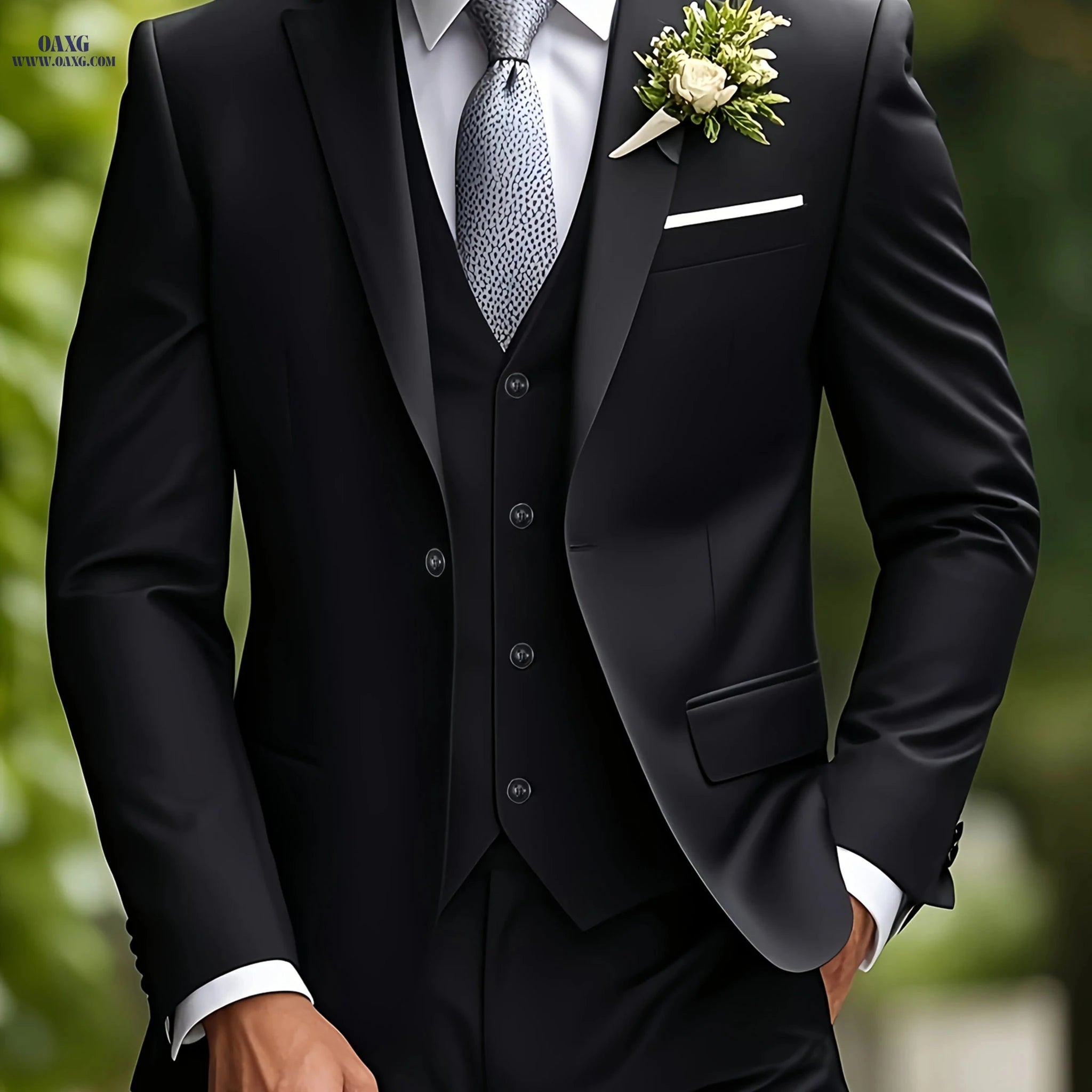 Men's 3-Piece Slim Fit Tuxedo - Elegant Wedding and Formal Wear   OAXG 