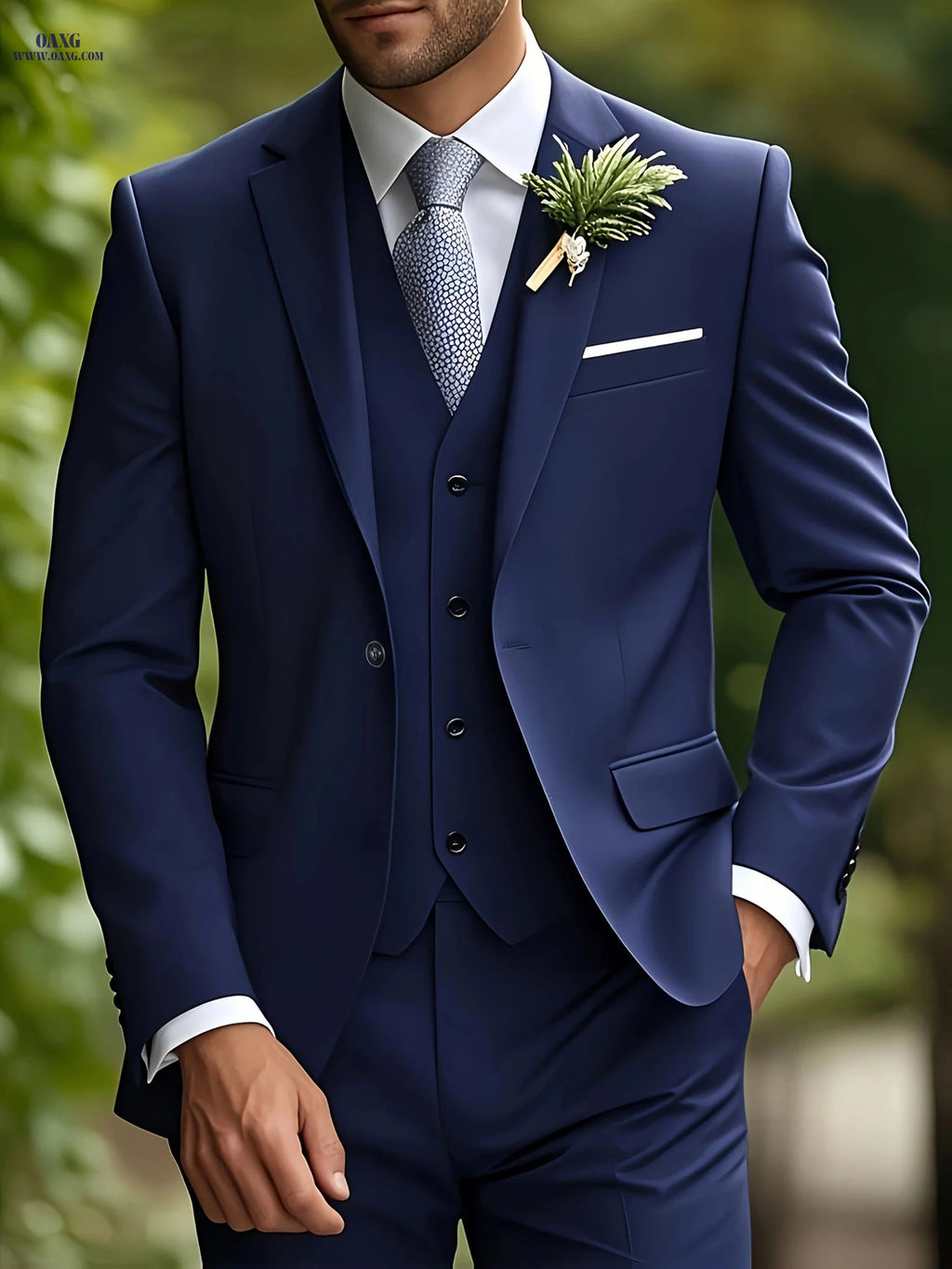 Men's 3-Piece Slim Fit Tuxedo - Elegant Wedding and Formal Wear   OAXG 