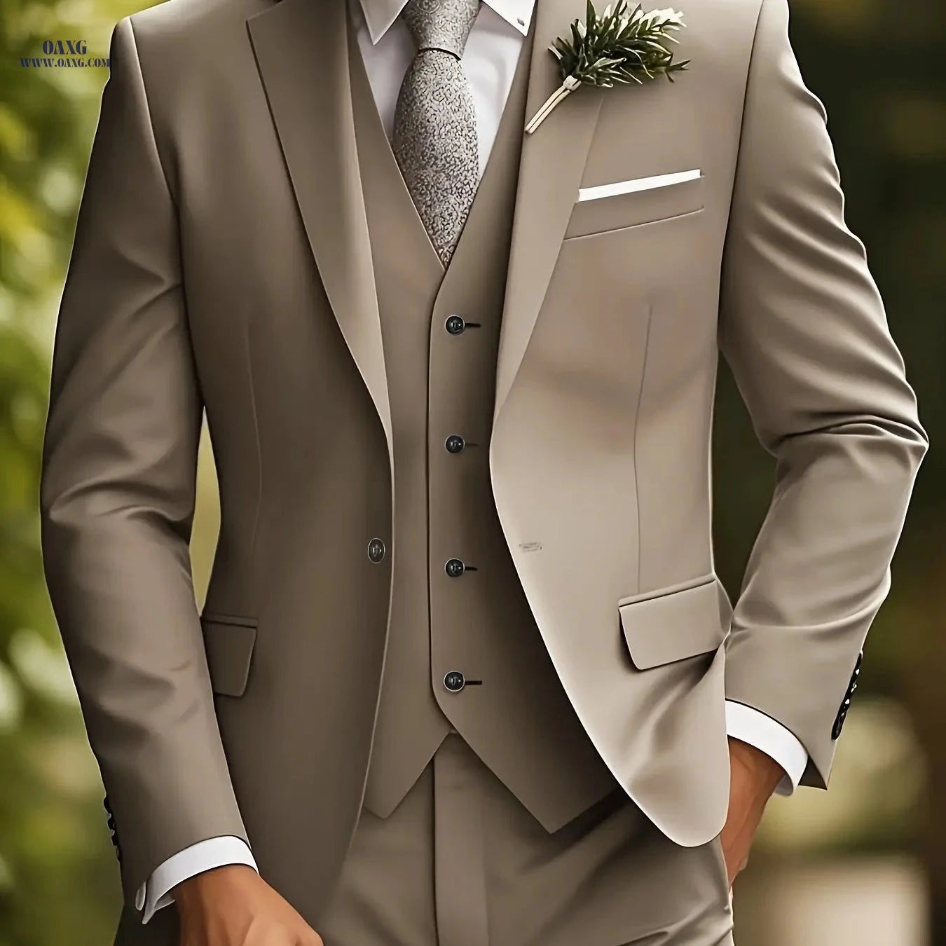 Men's 3-Piece Slim Fit Tuxedo - Elegant Wedding and Formal Wear   OAXG 