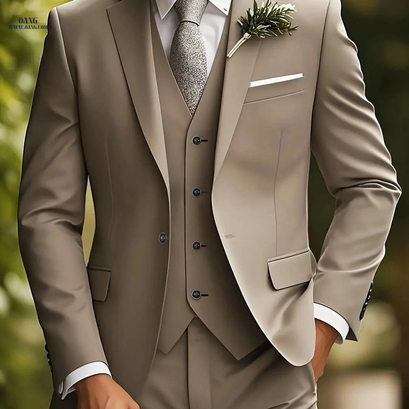 Men's 3-Piece Slim Fit Tuxedo - Elegant Wedding and Formal Wear   OAXG 