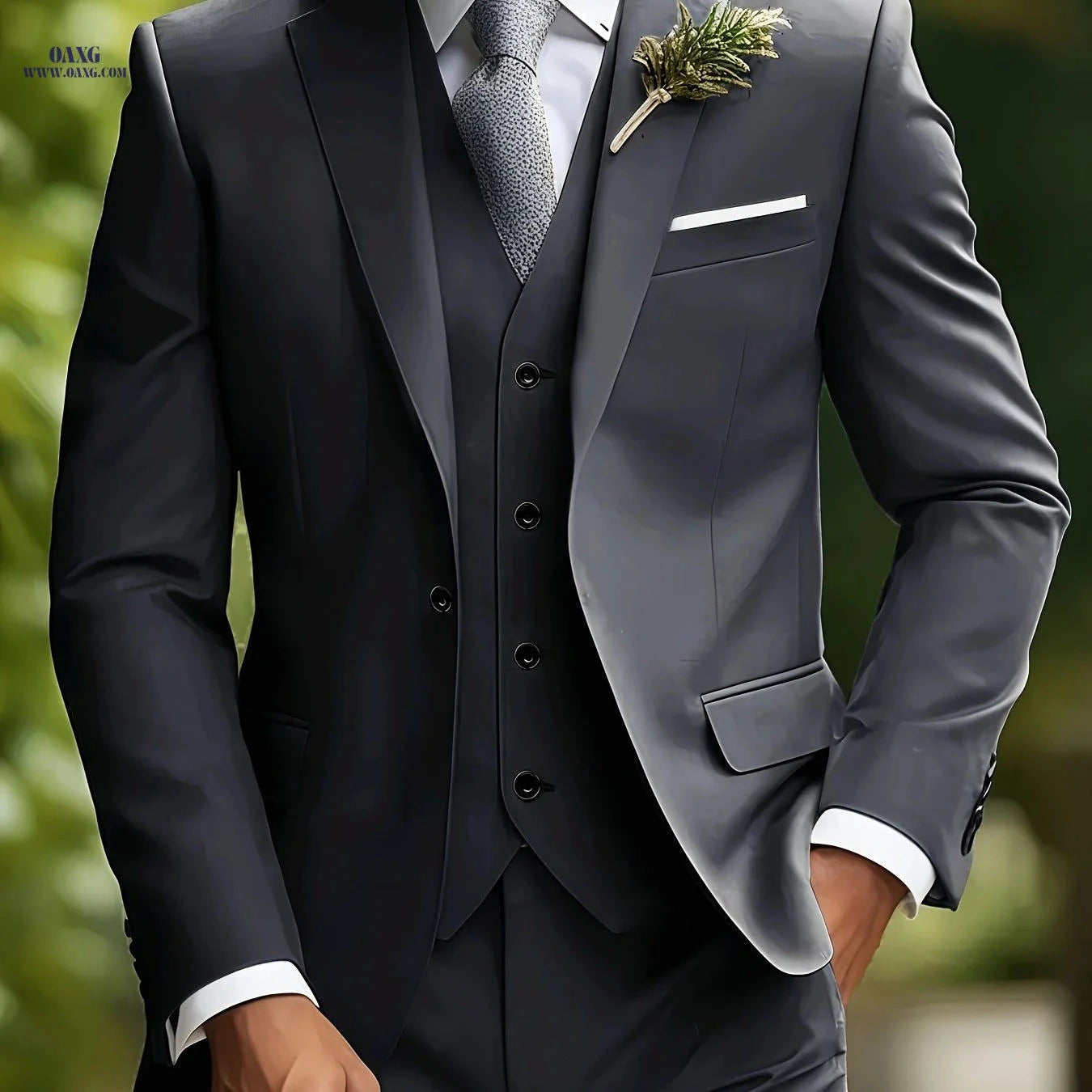 Men's 3-Piece Slim Fit Tuxedo - Elegant Wedding and Formal Wear   OAXG 