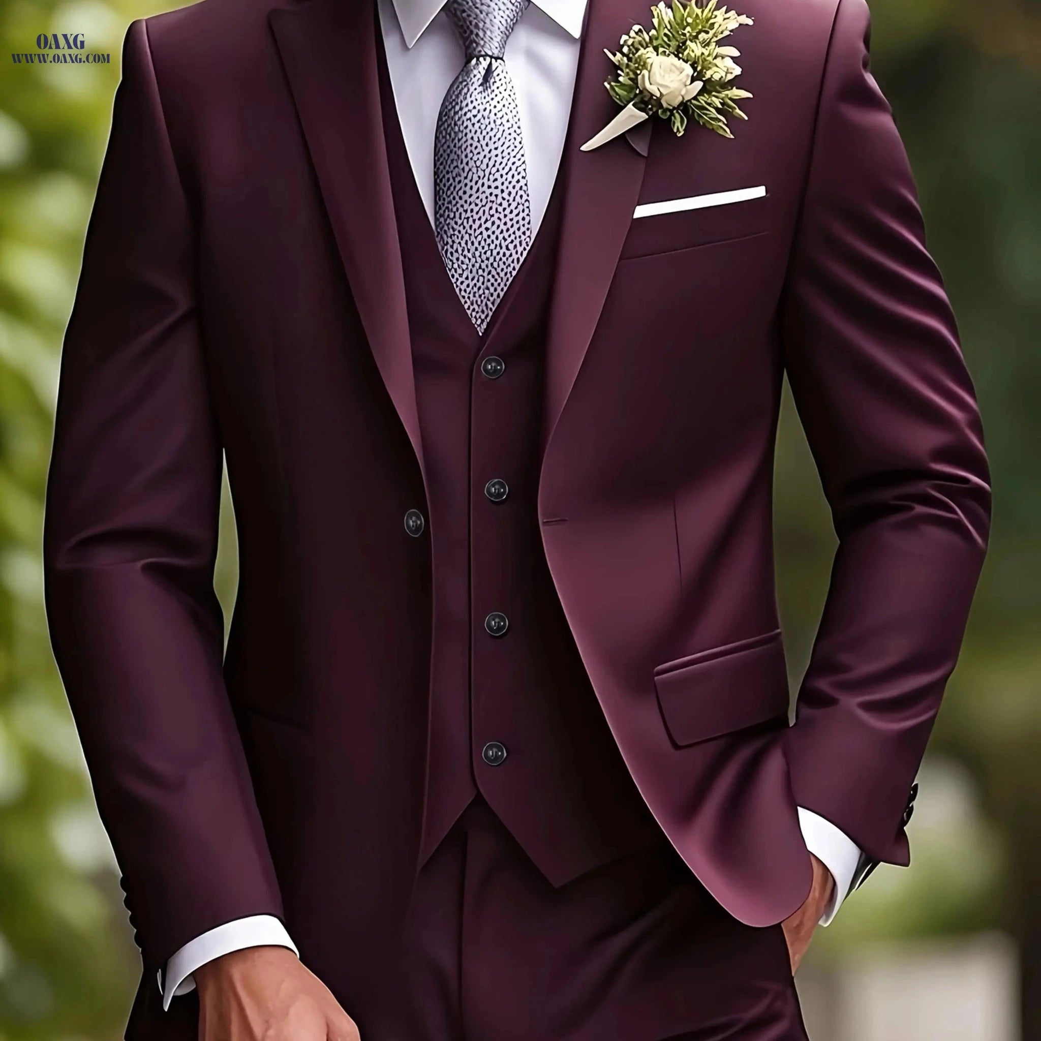 Men's 3-Piece Slim Fit Tuxedo - Elegant Wedding and Formal Wear   OAXG 