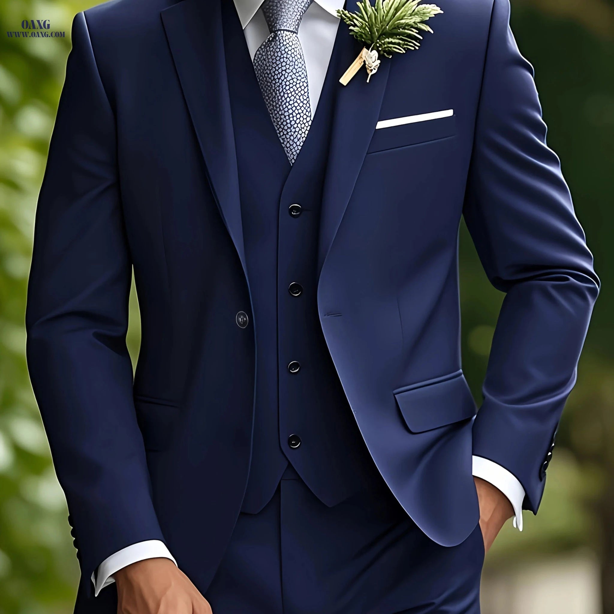 Men's 3-Piece Slim Fit Tuxedo - Elegant Wedding and Formal Wear   OAXG 