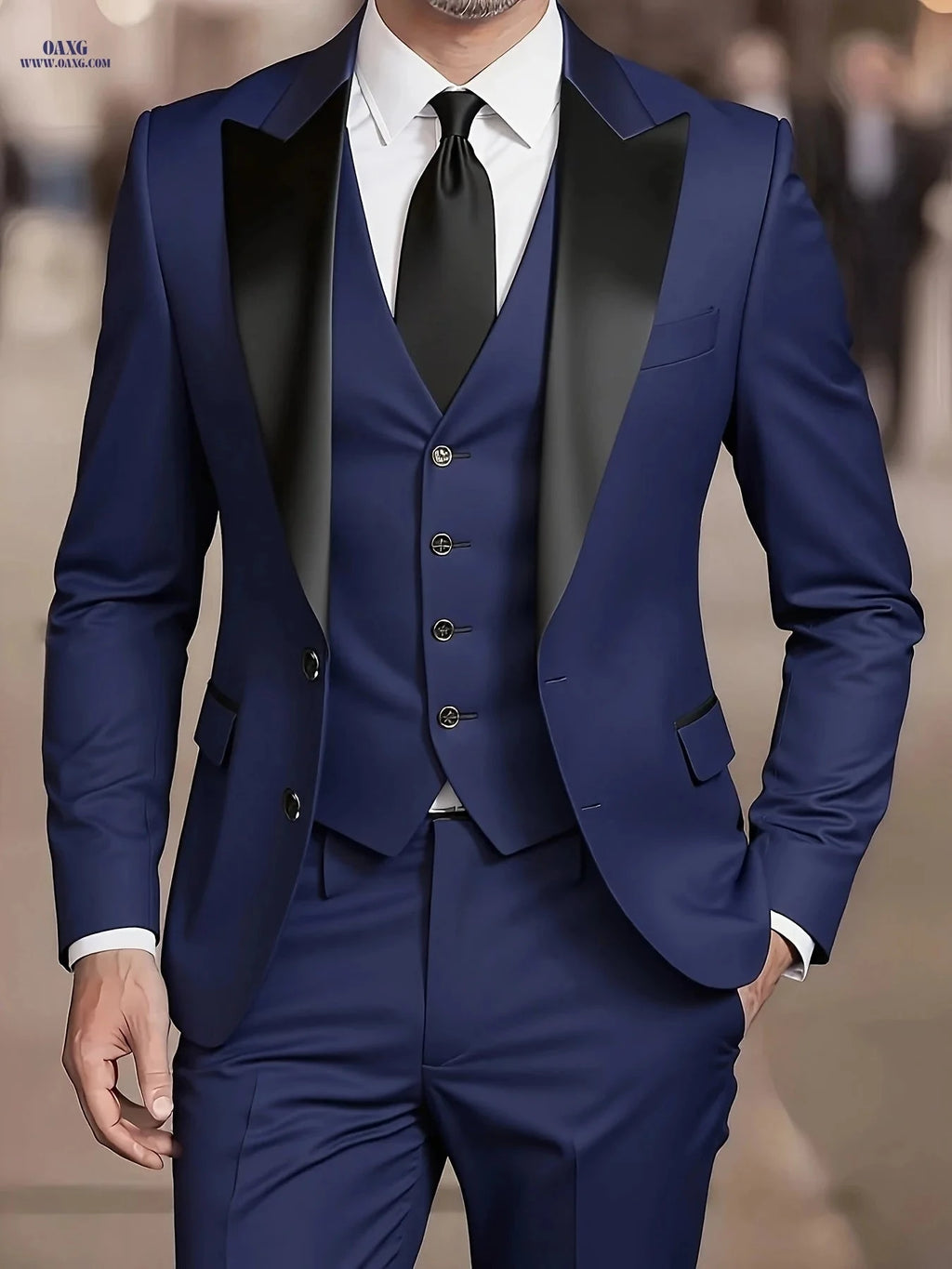 Men's 3-Piece Suit - Blazer, Vest, and Trousers for Weddings   OAXG 