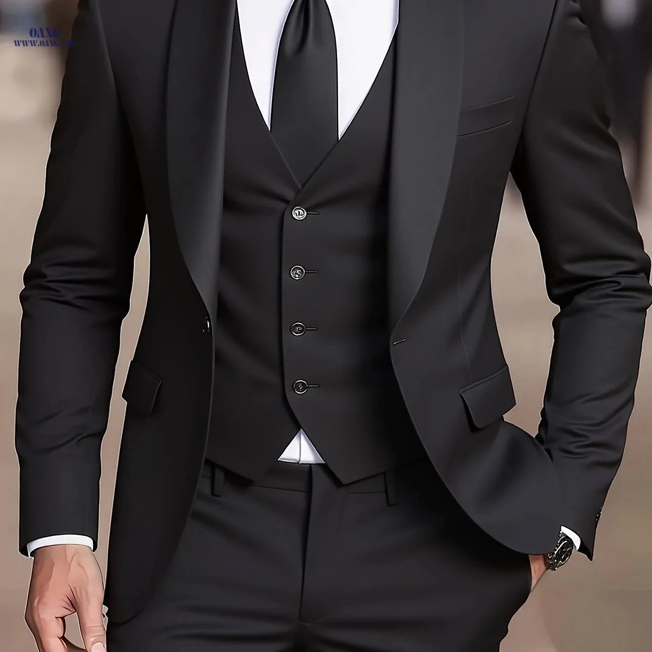 Men's 3-Piece Suit - Blazer, Vest, and Trousers for Weddings   OAXG 