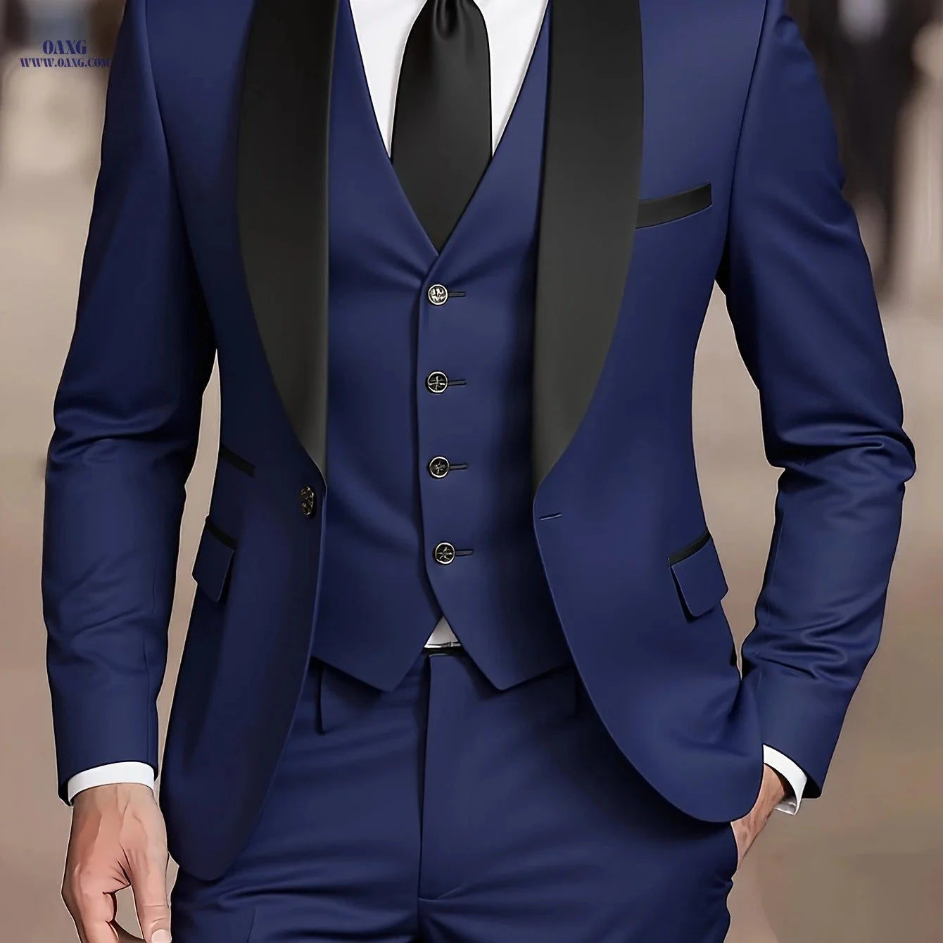 Men's 3-Piece Suit - Blazer, Vest, and Trousers for Weddings   OAXG 
