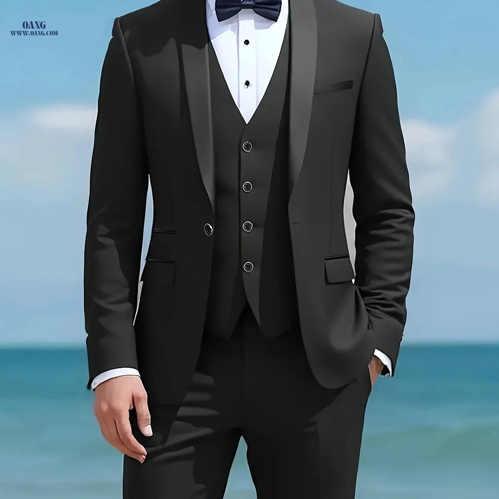 Men's 3-Piece Suit Set – Business Formal Attire for Events   OAXG 