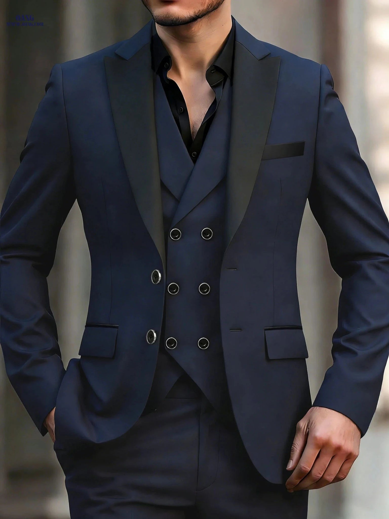 Men's 3-Piece Suit Set - Formal Jacket, Pants, Vest for Events   OAXG 