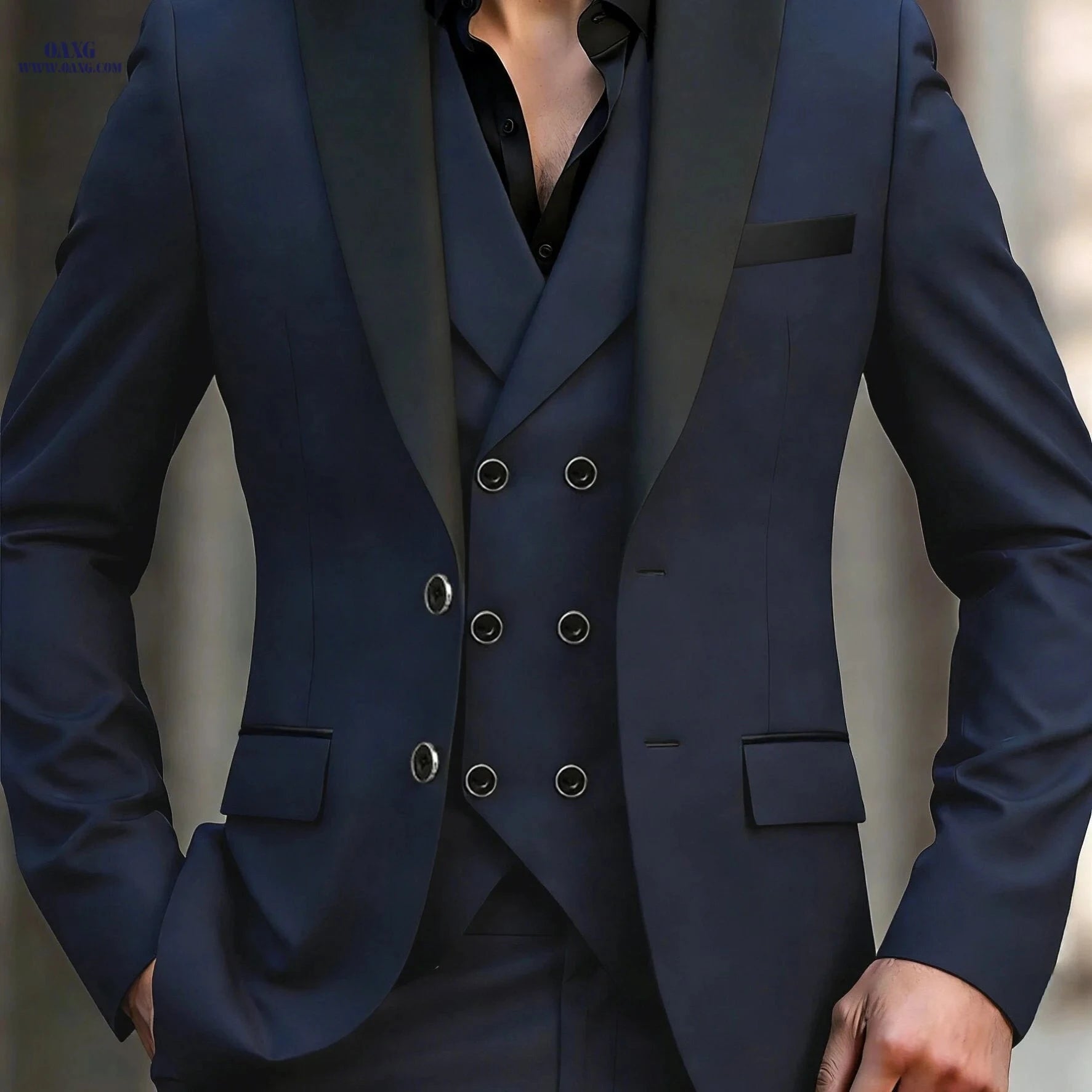 Men's 3-Piece Suit Set - Formal Jacket, Pants, Vest for Events   OAXG 