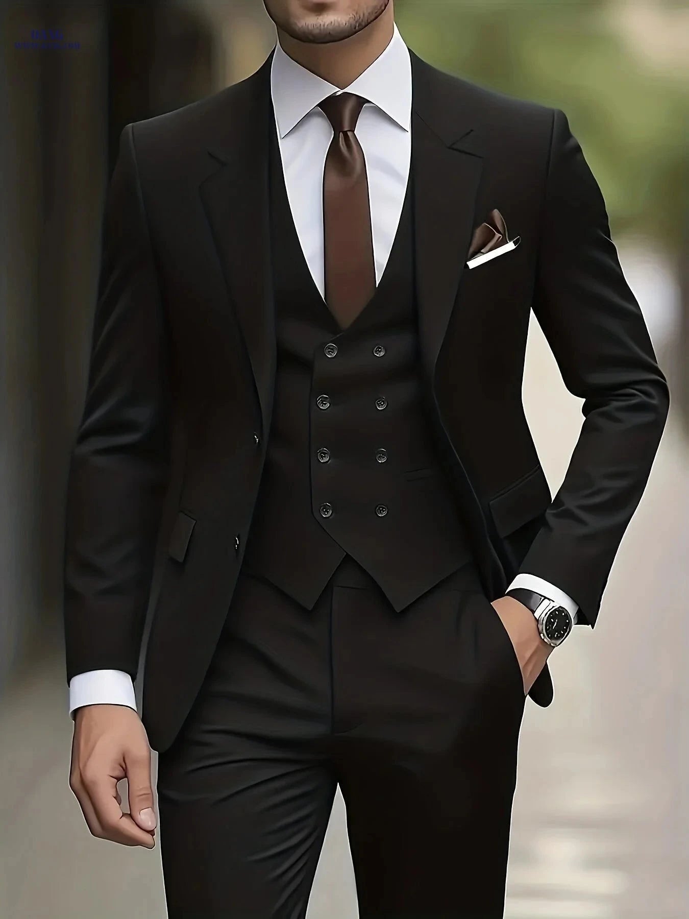 Men's 3-Piece Suit Set: Jacket, Trousers & Vest for Formal Events   OAXG 
