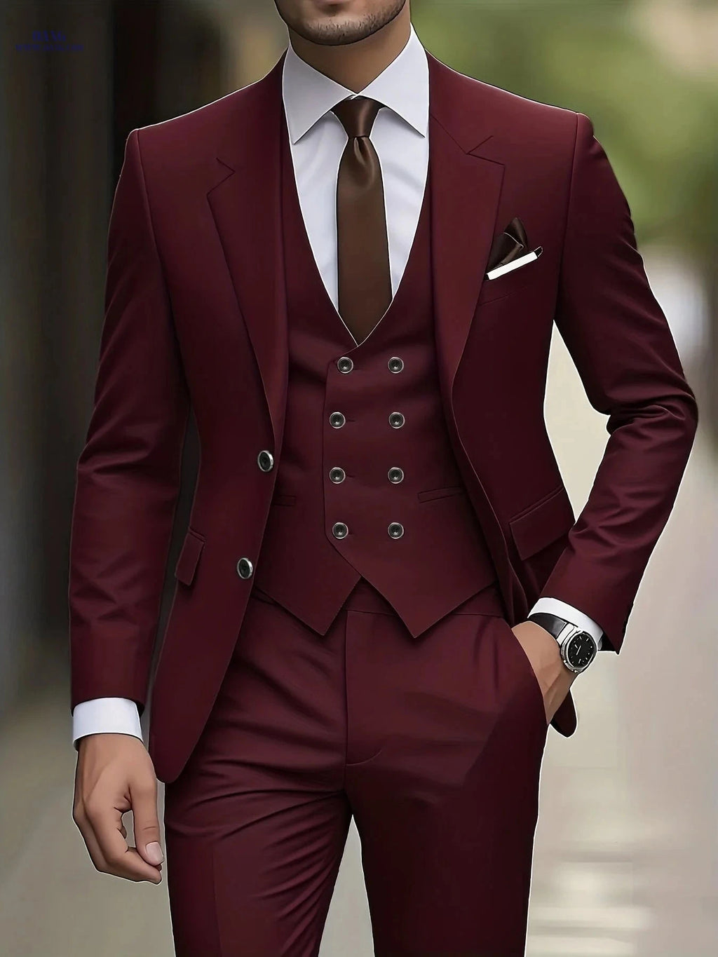 Men's 3-Piece Suit Set: Jacket, Trousers & Vest for Formal Events   OAXG Black / FR XXS