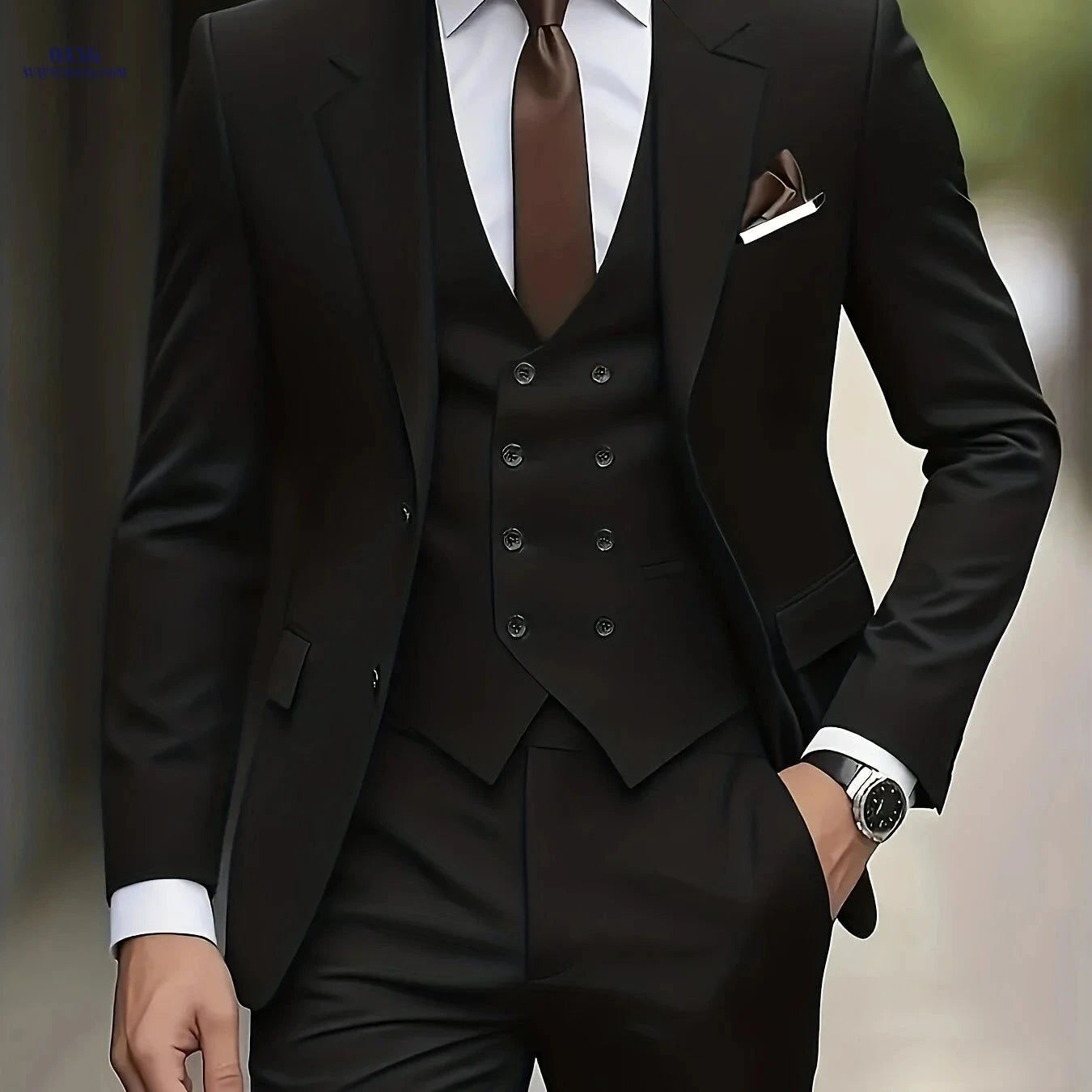 Men's 3-Piece Suit Set: Jacket, Trousers & Vest for Formal Events   OAXG 