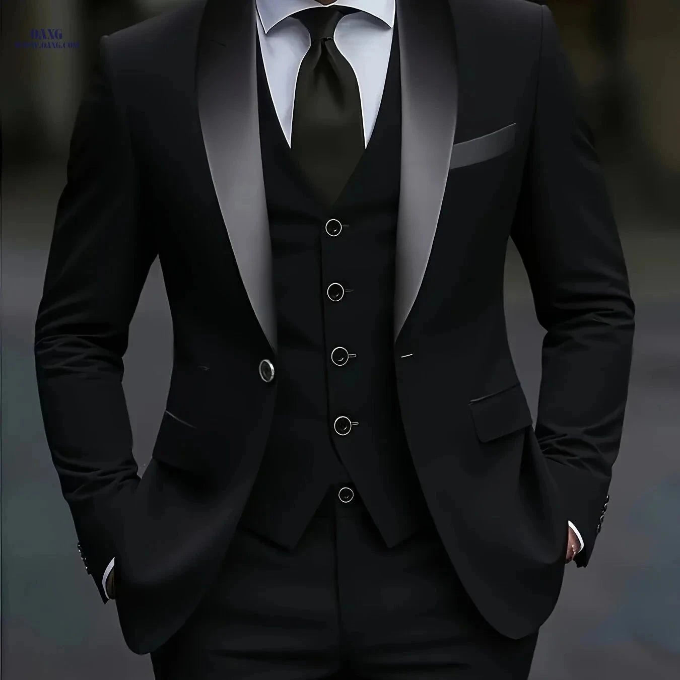 Men's 3-Piece Suit Set - Jacket, Vest & Trousers for Formal Events   OAXG Beige / FR XS