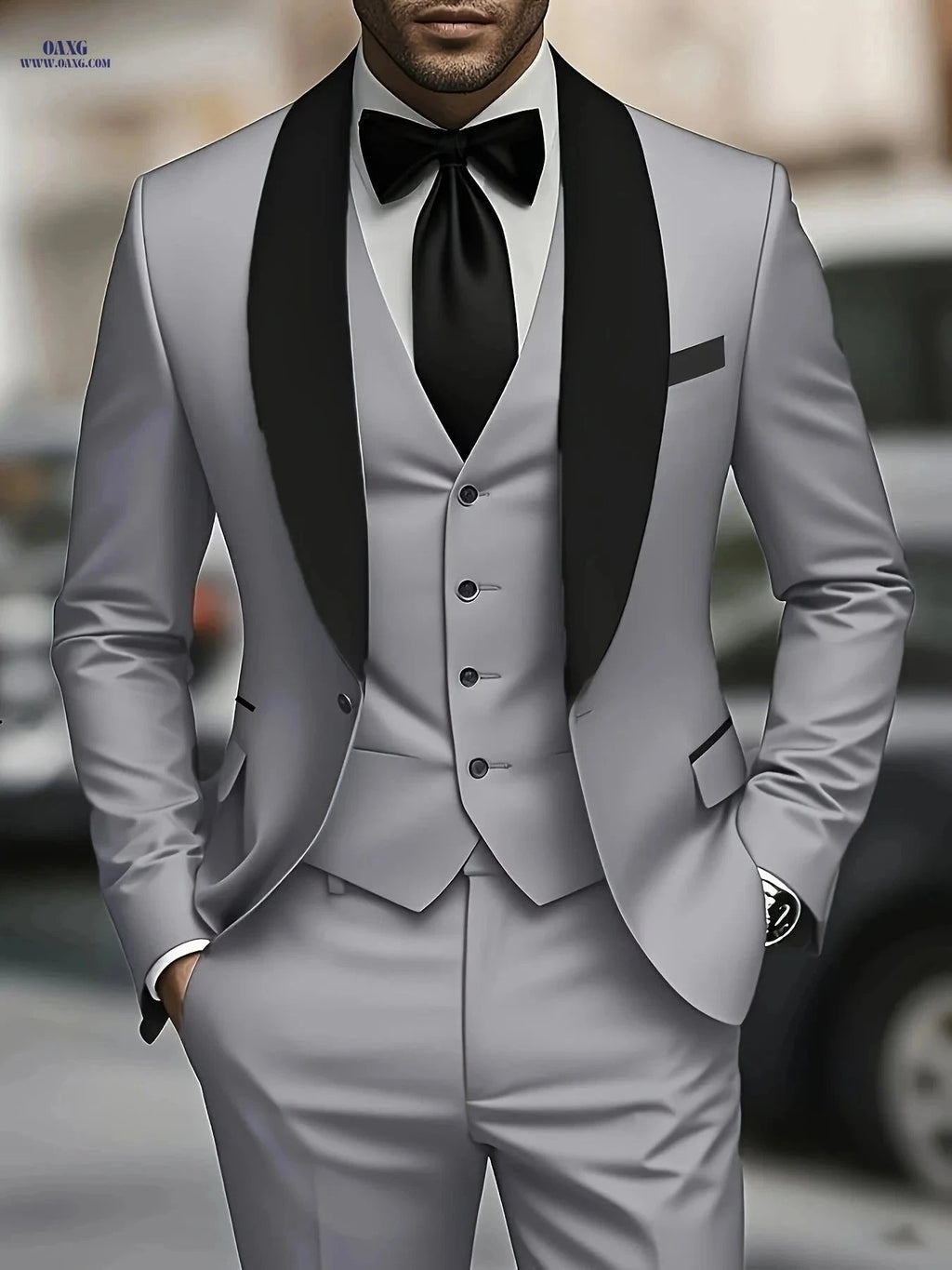 Men's 3-Piece Suit Set - Jacket, Vest & Trousers for Formal Events   OAXG Beige / FR XXS