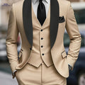Men's 3-Piece Suit Set - Jacket, Vest & Trousers for Formal Events   OAXG Beige / FR XXS
