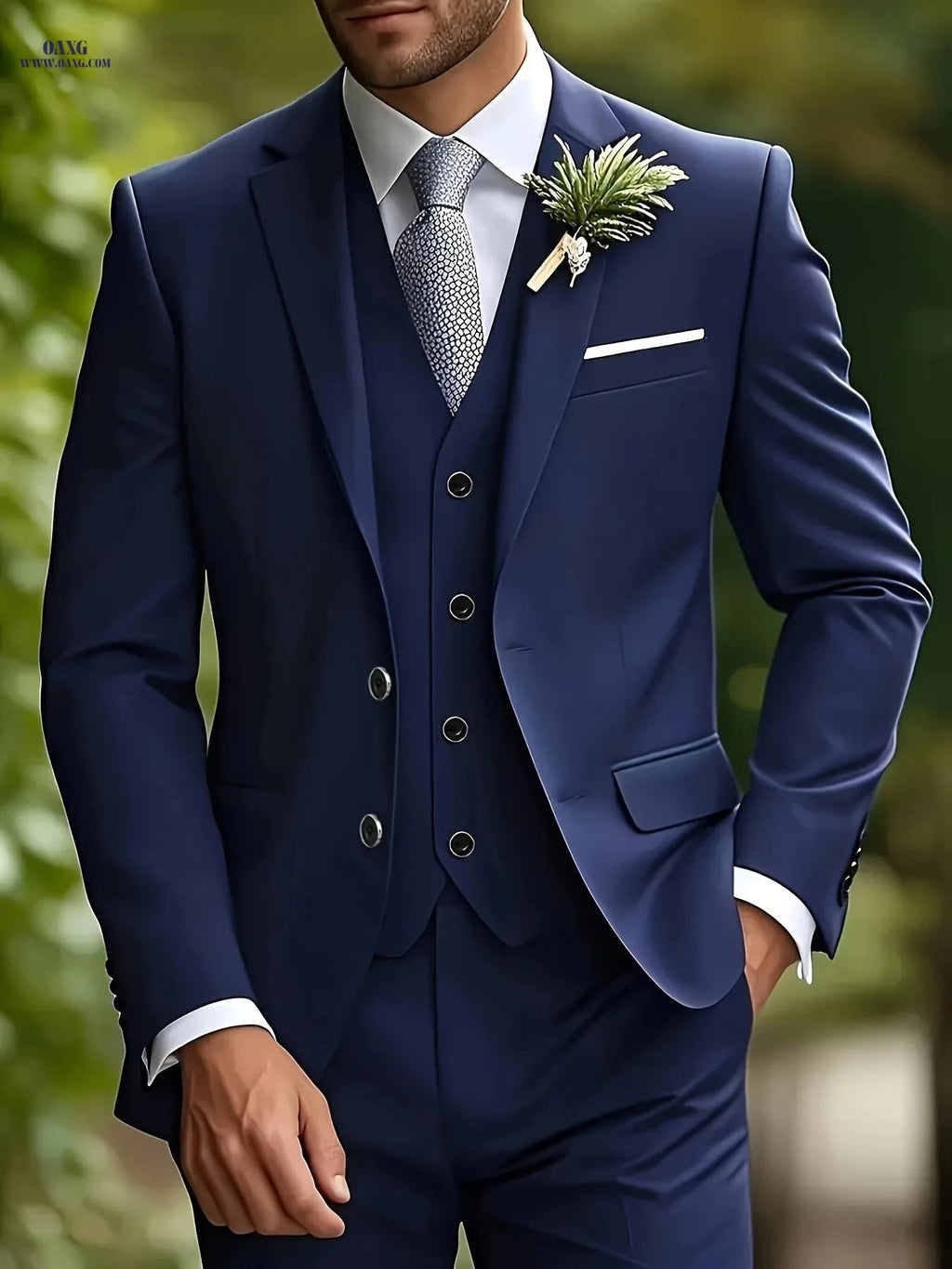 Men's 3-Piece Suit Set - Jacket, Vest & Trousers for Formal Events   OAXG Beige / FR XXS