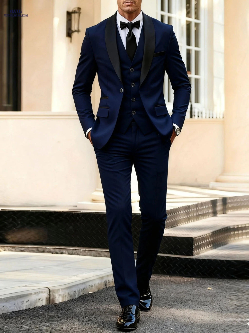 Men's 3-Piece Suit Set - Jacket, Vest & Trousers for Formal Events   OAXG 